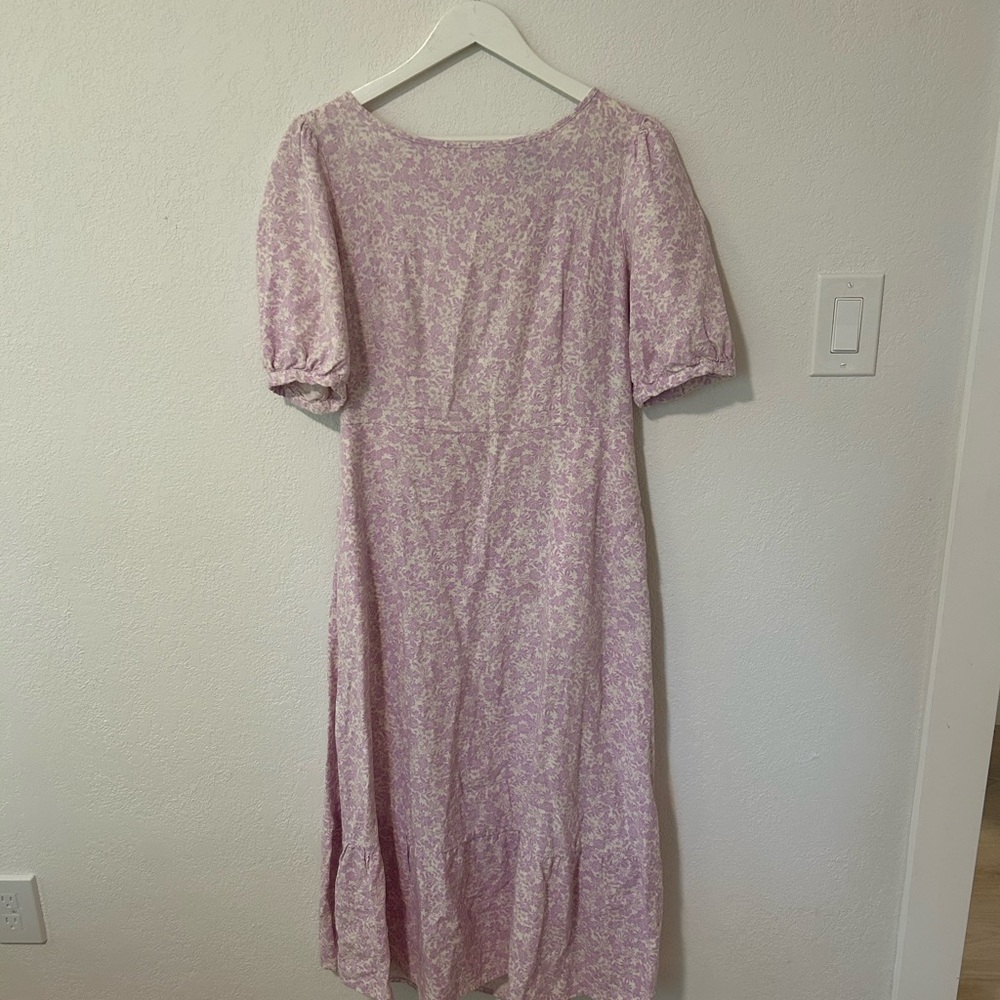 Who What Wear Lavender Puff Sleeve Midi Dress